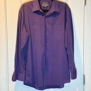 Protocol Men's Purple Striped Dress Shirt Size 16 1/2 Wrinkle & Stain Resistant